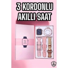 Akıllı Saat Amoled Ekran 3 Kordonlu Aksesuar Hediyeli Sesli Görüşme