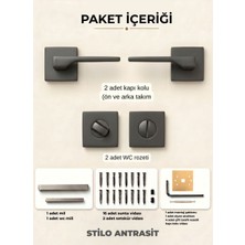 ALMITAL Stilo Antrasit Kare Rozetli Kapı Kolu Lüks Wc Kapı Kolu