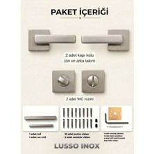 ALMITAL Lusso Inox Kare Rozetli Kapı Kolu Lüks Wc Kapı Kolu