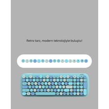 Retro Tarz Kablosuz Klavye Mouse Seti – 104 Tuşlu Ergonomik Tasarım