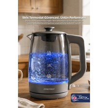 Premier Borosilikat Renkli Cam Gövdeli, Manyetik Filtre Kapaklı Kettle - LED Işıklı - Prk 1318A