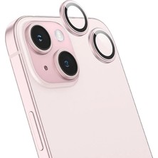 Hoco Crystal Clear iPhone 15-15 Plus Hd 3D Metal Çerçeveli Kamera Koruyucu LENS-1852