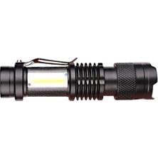 Şarjlı LED El Feneri - 14500 Pil Dahil 4 Işık Modu Mini Boy