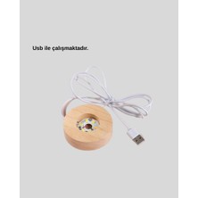 Dekoratif LED Kristal Küre Ahşap Altlıklı Şık Gece Lambası