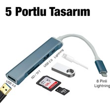 Ally S-503 5in1 Lightning To USB + Sd Kart Hub Adaptör Çevirici DÖNÜŞTÜRÜCÜ-1852