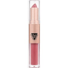 Sudedi Home 2’si 1 Arada Krem Ruj ve Lip Gloss, 03 Pudra Pembe Nude Çift Taraflı Dudak Parlatıcısı, Doğal Nude Pembe Parlak Bitişli Ruj