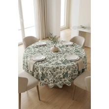 Rona Home Özel Tasarım Yeşil Çiçekli Güpürsüz Masa Örtüsü Kaliteli Dijital Baskı Leke Tutmaz Masa Örtüsü