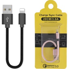 Ally Iphone Ios 3.0A Hızlı Şarj Halat USB Kablo 20CM-1852