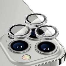 Ally iPhone 14 Pro-14 Pro Max Diamond Taş Işlemeli Alüminyum Alaşımlı Kamera Lens KORUYUCU-1852