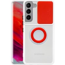 Sm Galaxy S21 - S30 Kılıf Sürgülü Kamera Lens Korumalı Yüzük Standlı Silikon KILIF-1852