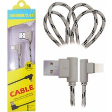 Ally Iphone Lightning  Eğik Başlı Halat USB Kablo 1METRE-1852