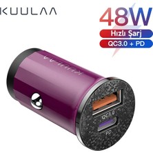 Kuulaa 42W USB + Type-C Çift Çıkışlı Mini Hızlı Araç Şarj CIHAZI-1852