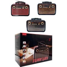 Nostaljik Görünümlü Ahşap Radyo Tf Sd USB Girişli LED Fener Işıklı