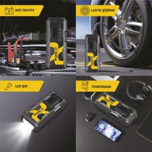 For-X X-12000 Akü Takviyesi Lastik Şişirici Powerbank LED Işık