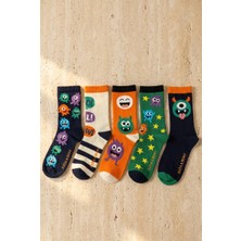 Bony Socks 5'li Paket Sevimli Canavar Desenli Çocuk Soket Çorap