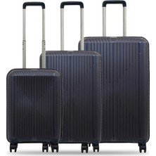 Ground Dikey Çizgili 3'lü Set Valiz 10728