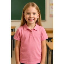 Zachariuz Unisex Çocuk Polo Yaka Okul Basic T-Shirt