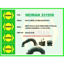 Bescher Mixdepo Ha Giriş Turbo Borusu Kangoo Ii 08- Clio Iii 05- Megane Ii 02-08 Thalia 08- Logan 06- Sandero 08 - Duster 10- 1.5 Dci K9K