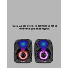 2+1 Rgb LED Işıklı Güçlü Bas Sistemli Bilgisayar Hoparlörü