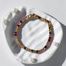 Jade Accessory Luxury 316| Gold Renkli Taşlı Gema Bilekliği