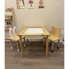 Lili Kids Lilikids Ahşap Aktivite Masası 2 Hayvan Figürlü Sandalye Seti Kara Tahta Fsc Montessori
