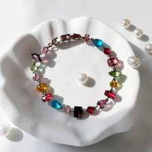 Jade Accessory Luxury 316| Gold Renkli Taşlı Gema Bileklik