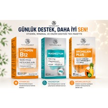 Solgar Naturalnest Günlük Destek Paketi | Vitamin B12 1000 Mcg + Magnezyum + Bromelain Plus | Enerji, Kas ve Sindirim Desteği