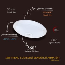 Bafra Lighting 18W Trend Slim Ledli Sensörlü Armatür