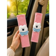 Momo Yez Ayıcık Pembe Emniyet Kemeri Aksesuarı - Emniyet Kemeri Kılıfı - Araç Emniyet Kemeri Omuz Koruyucu 1 Adet