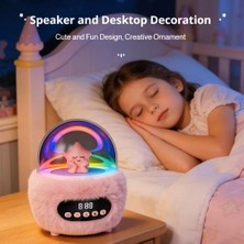 Vitrin Dolusu 4'ü 1 Arada Taşınabilir Bluetooth Hoparlör, Rgb Işık ve Alarm Saati, Sevimli Çizgi Film Yıldız Tasarımı, Çocuklar Için Gece Lambası Hediyesi