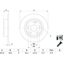 Bosch Mixdepo Arka Fren Diski Dolu Tip Honda Hr-V 1.6l I-Dtec Dizel Ru8 15- / 1.5l I-Vtec Benzinli Ru1 15- 28 2 Çap x 5 Bijon - Adet Disk Idır