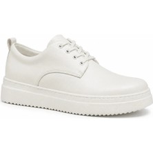 Beskar Beyaz Cilt Erkek Ayakkabı - Kolay Temizlenen Minimalist Rahat Günlük Sneaker Kb X16