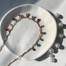 Jade Accessory Luxury 316| Gold Renkli Taşlı Gema