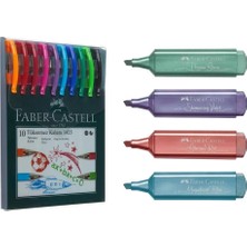 Faber-Castell 1425 Tükenmez Ailesi 10'lu + Faber-Castell Metalik Fosforlu Kalem 4 Adet