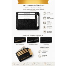 Vanilla Collection Kişiye Özel Isim Baskılı Hakiki Deri Slim Cüzdan Kartlık Portföy Siyah