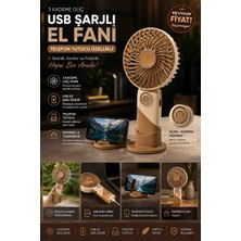 Mitavo USB Şarjlı 3 Kademeli Mini El Fanı – Telefon Tutuculu, Taşınabilir, Masaüstü Kullanımlı, Sessiz ve Güçlü Soğutucu (4 Renk Seçeneği)