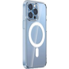 Zore Için Uyumlu iPhone 15 Kılıf M-Safe Şarj Özellikli Şeffaf Sert Pc Embos Kapak Renksiz