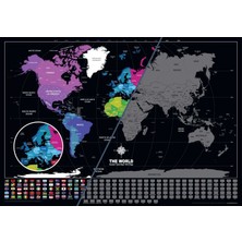 Scratch Map Eyaletli Bayraklı Kazınabilir Dünya Haritası 70×100 cm En Büyük Boy 2020 Versiyon
