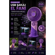 Mitavo USB Şarjlı 3 Kademeli Mini El Fanı – Telefon Tutuculu, Taşınabilir, Masaüstü Kullanımlı, Sessiz ve Güçlü Soğutucu (4 Renk Seçeneği)