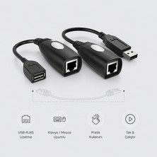 USB RJ45 Uzatma Adaptörü - CAT5E Cat6 Ethernet Kablosu USB Extender