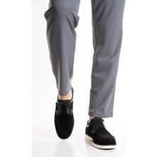 Fame Step Hakiki Deri Erkek Siyah Casual Ayakkabı Süet Günlük Rahat Bağcıklı Model Ravenna