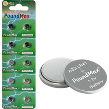 PoundMax 10 Adet Ag3 LR41 LR736 / L736 / G3 / G3A / 3ga / 192 / GP192 / V3GA / RW87 1.5V Alkalin Düğme Piller