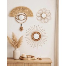 Furestan Home & Living Bohem Doğal Rafya Ayna Takım