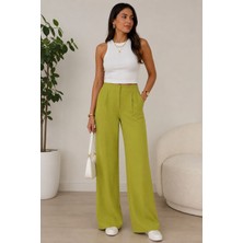 Nutika Bol Paça Kumaş Pantolon Olive