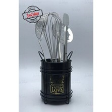 Empressco Şık Metal Standlı Kaşıklık, Tezgah Üstü Dekoratif, Siyah Renk