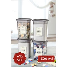Empressco 1500 ml 4'lü Dikdörtgen Deterjan Saklama Kabı Seti Antrasit