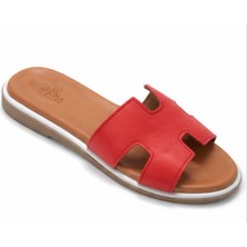 N Napa Shoe NP.1202.KIRMIZI Deri Terlik