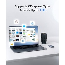 Berry Store RW515 Cfexpress Tip A Kart Okuyucu, 900 Mb/s'ye Kadar, Cfe Tip A Kart Için USB 3.2 Gen 2 Bellek Kartı Okuyucu, Usb-C Kablosu/usb-C - Usb-A Adaptörü Dahil Cf Kart Okuyucu (LRW515U-RNHNG)