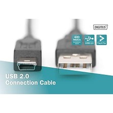 Berry Store Assmann AK-300108-010-S USB 2.0 Bağlantı Kablosu, A Tipinde - Mini B (5 Pimli) M/m, 1.0m, USB 2.0 Uyumlu, Bl