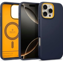 Berry Store Caseology Apple iPhone 16 Pro ile Uyumlu Silikon Magsafe Kılıf Nano Pop Mag Hava Kanalı Teknolojisi™ Askeri Sınıf Koruma Blueberry Navy Kaymaz Kapak - ACS08172